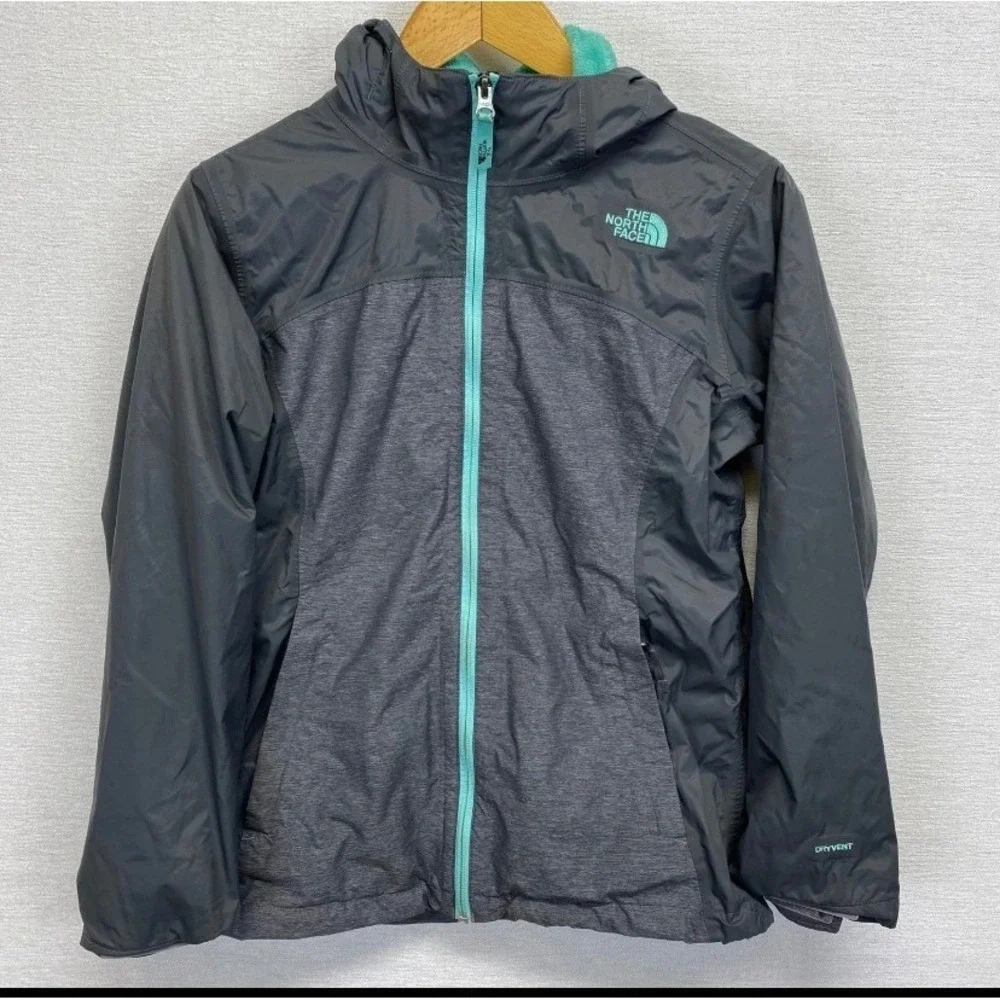 The North Face Gray DryVent Fleece Removable Lined Hooded‎ Jacket Kids L/G 14-16